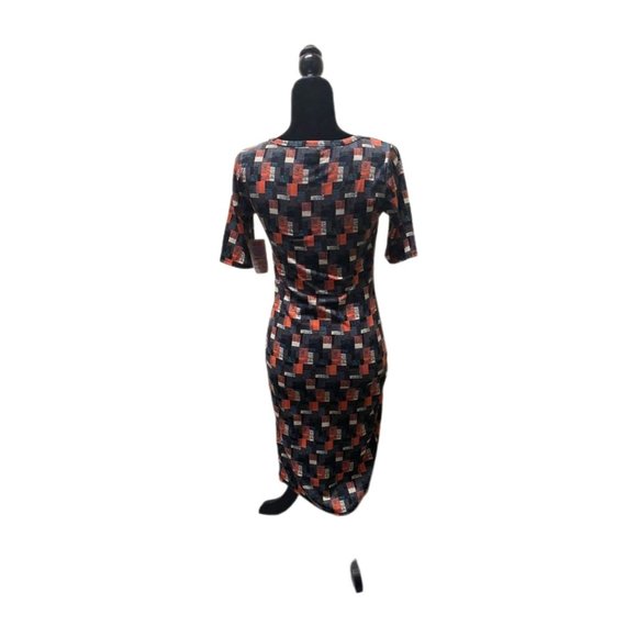 Lula Roe Short-sleeve Black, Peach, and Blue Julia Dress, XS, New with Tags - Picture 2 of 7